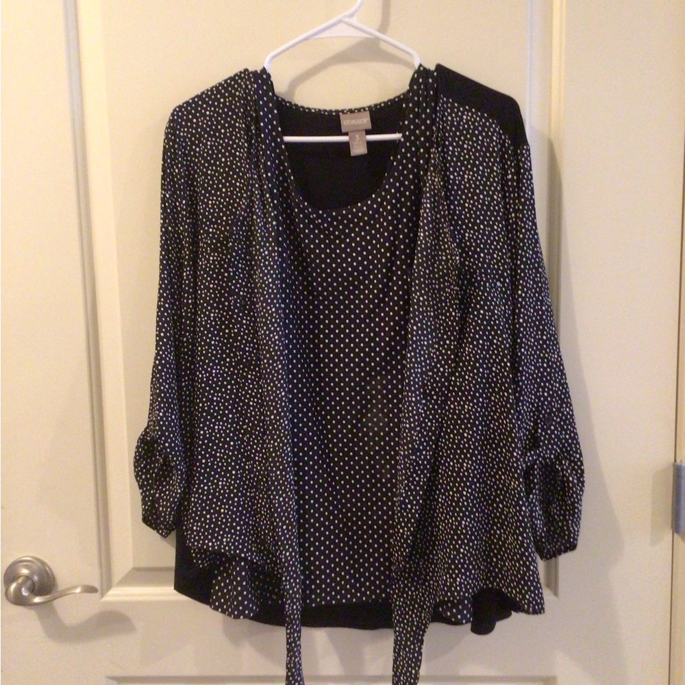 Beautiful black and white polka dot shell nd top
